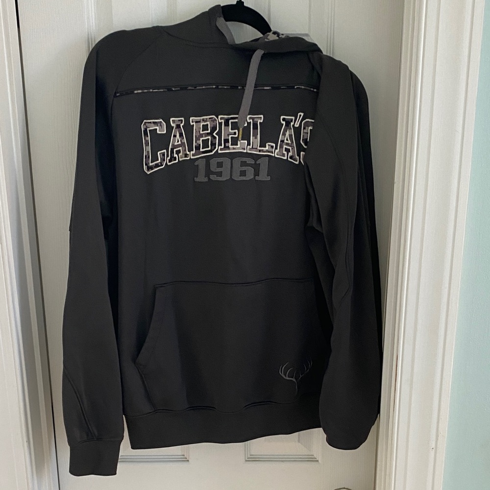 Cabela's Men's Black/Dark Gray Hoodie. Size Large